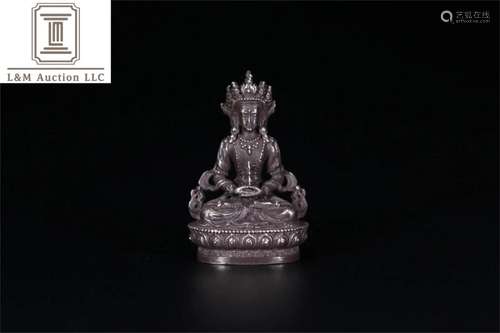 A Chinese Sterling Silver Buddha Statue