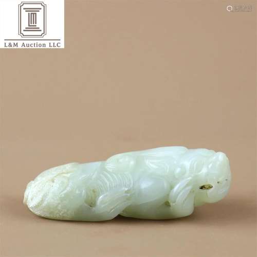 A Chinese Carved Jade Beast Shaped Decoration