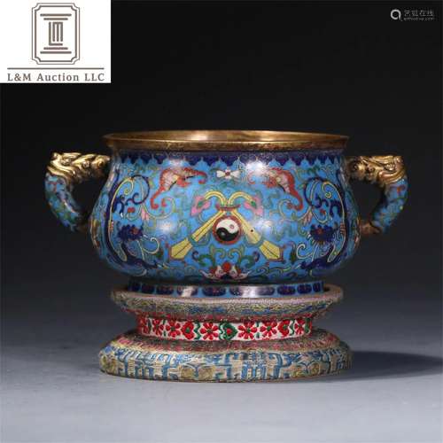 A Chinese Cloisonne Flower Patterned Incense Burner