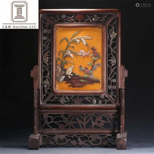 A Chinese Rosewood Table Screen