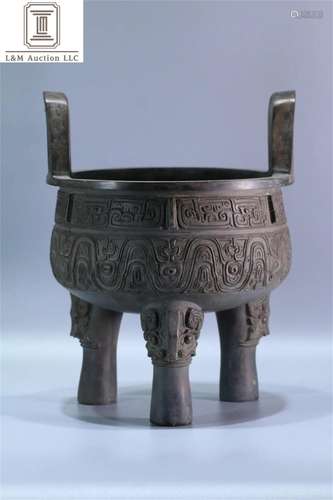 A Chinese Bronze Tripod Incense Burner