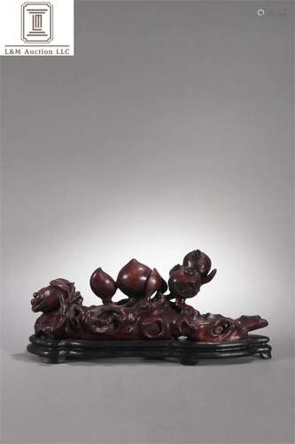 A Chinese Carved Rosewood Brush Rest