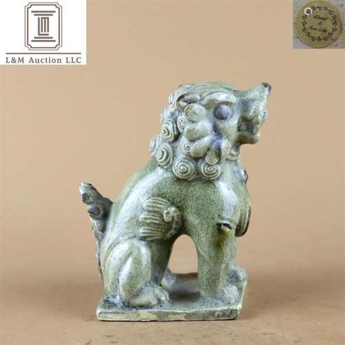 A Chinese Celadon Glazed Porcelain Lion Deocration