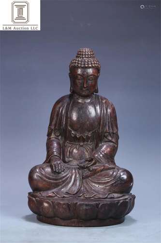 A Chinese Carved Agarwood Buddha Statue