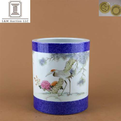 A Chinese Famille Rose Porcelain Brush Pot