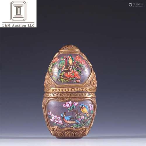 A Chinese Colored Glass Flower Patterned Snuff Bottle