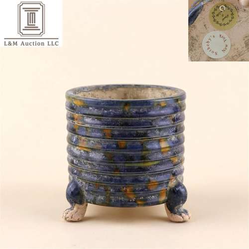 A Chinese San-Cai Glazed Porcelain Tripod Censer