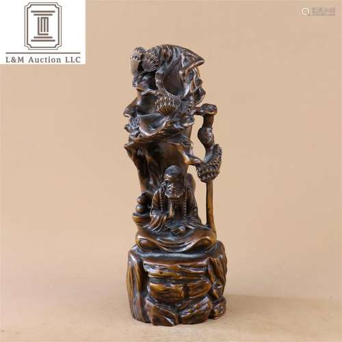 A Chinese Carved Boxwood Buddha Statue