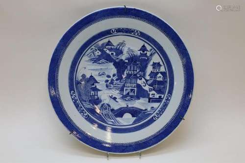 Chinese porseleinen schotel met landschapsdecor - Diameter 4...