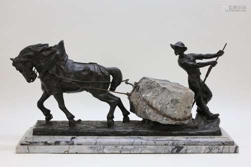 DROUOT get. 'Geanimeerde scène : Zwoegend paard en man m...