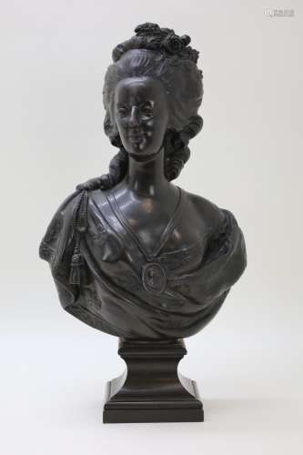 LECOMTE get. 'Maria Antoinette' bronzen damesbuste -...