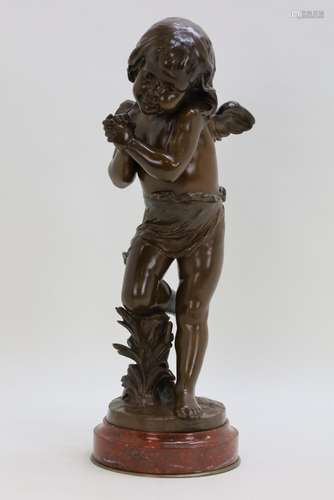 PLE Henri get. 'Staande cupido' bronzen beeld op rou...