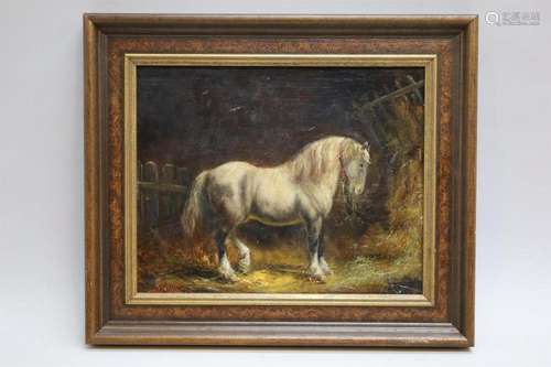 KLAUS get. 'Paard in de stal' olie op paneel 24 x 30