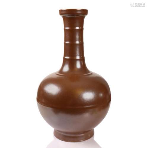 A Chinese Soy Sauce Glazed Porcelain Vase