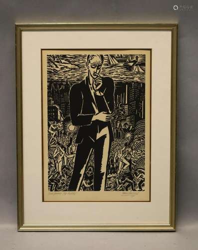 MASEREEL Frans get. 1951 'Jeune penseur' houtsnede 4...