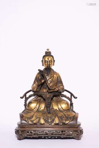Gilt Bronze Taoist Statue Qing Dynasty