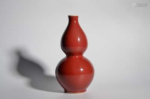 An Antique Red-Glazed Gourd Vase Mid Qing Dynasty