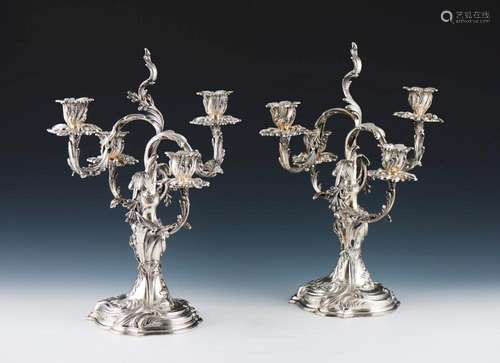 Par de candelabros 4 lumes em prata 833%, P. 5676g