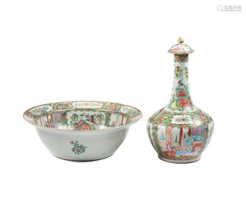 Garrafa e bacia, porcelana chinesa, Mandarim (2)