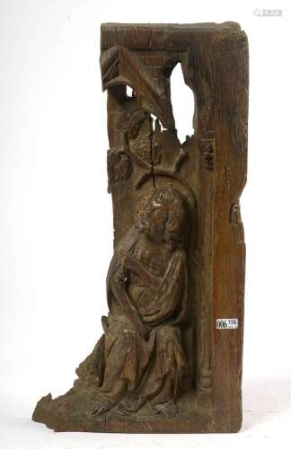 Fragment gothique d'autel (?), haut-relief en chêne scul...
