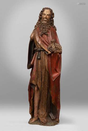 Important "Saint Jean-Baptiste" en bois sculpté et...