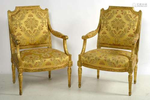 Paire de fauteuils de style Louis XVI dit "A la Reine&q...