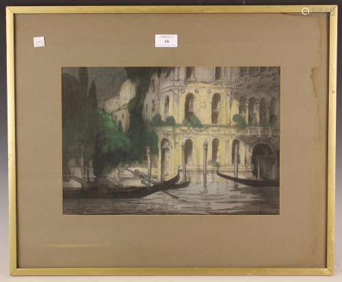 Gennaro Favai - Palazzo and Gondolier, Venice, early 20th ce...