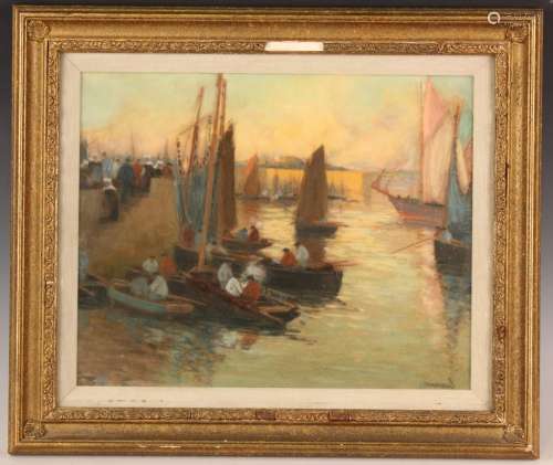 Mathurin Janssaud - Fishing Boats and Figures on Concarneau ...
