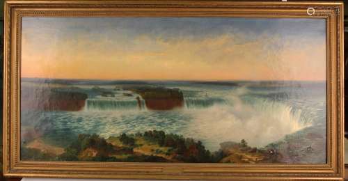 Alexandre Le Bihan - Niagara Falls, 19th century oil on canv...