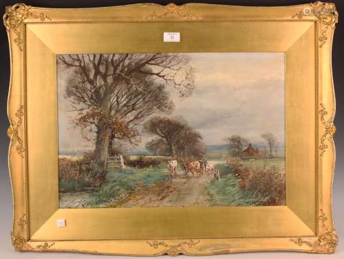 Henry Charles Fox - Sussex Landscape with Herdsman and Cattl...