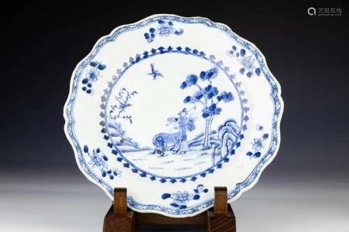 Qing Dynasty Xiwangmu Chinese Export Blue White Plate