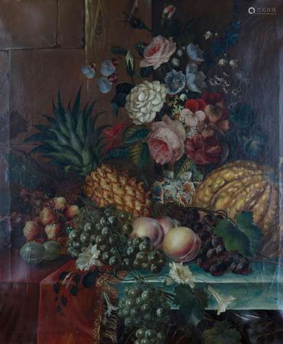 Continental School - Still Life with Summer Flowers, Pineapp...