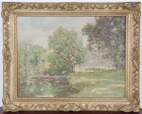 George Houston - River Landscape with Trees, early/mid-20th ...