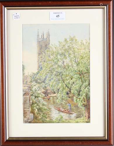 Beatrice Parsons - Punting in Oxford near Magdalen Tower, ea...