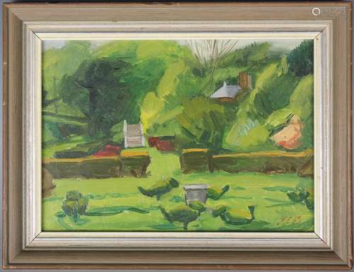 Maurice Cockrill - Topiary Garden, Wern (North Wales), oil o...