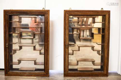 Pair of Chinese Rosewood Hongmu Mirror Back Display