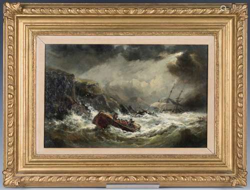 Circle of Oswald Brierley - Shipwreck Scene, oil on canvas, ...