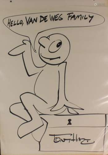 Tony Hart - Morph, 20th century pen and ink, signed and dedi...