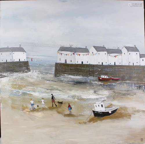 Hettie Pittman - Harbour Scene, 21st century oil on canvas, ...