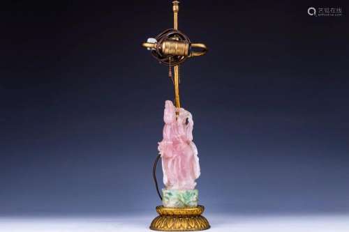 Rose Quartz and Fluorite Celestial Maiden Lamp