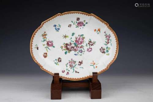 Chinese Export Famille Rose English Market Oval Dish