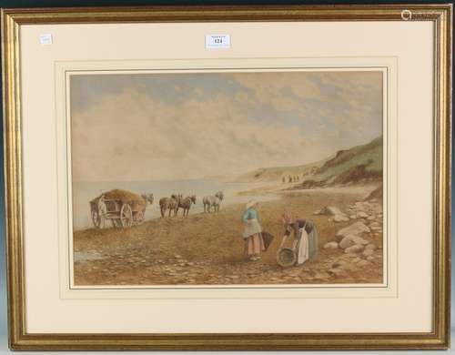 Kate E. Booth - The Seaweed Cart, 19th century watercolour, ...