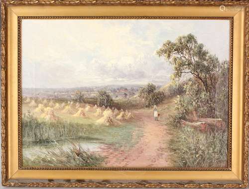 Sidney Yates Johnson - Girl on a Country Path near a Field o...