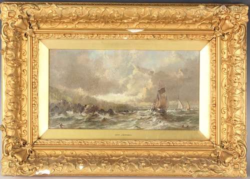 A.H., British School - Off Jersey, oil on panel, signed with...