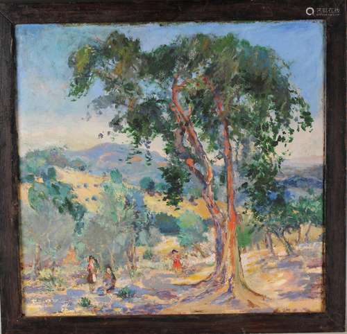 Continental School - Landscape with Trees and Figures, 20th ...