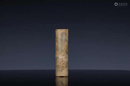 Neolithic Style Calcified Jade Tube or Handle