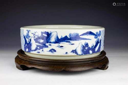 Blue and White Landscape Narcissus Bowl