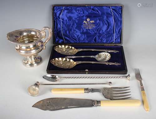 A late Victorian plated three-piece fruit set, comprising a ...