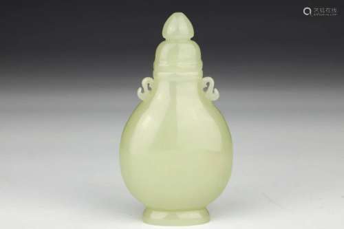 Celadon Jade Miniature Vase and Cover