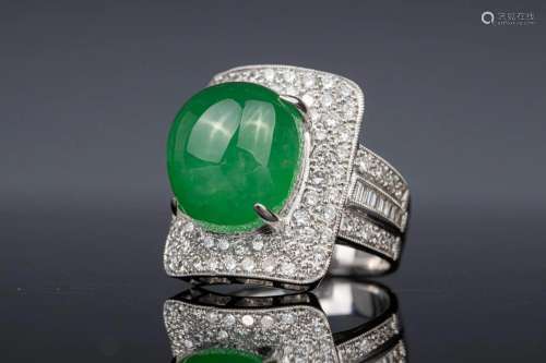 Jadeite And Diamond Ring
